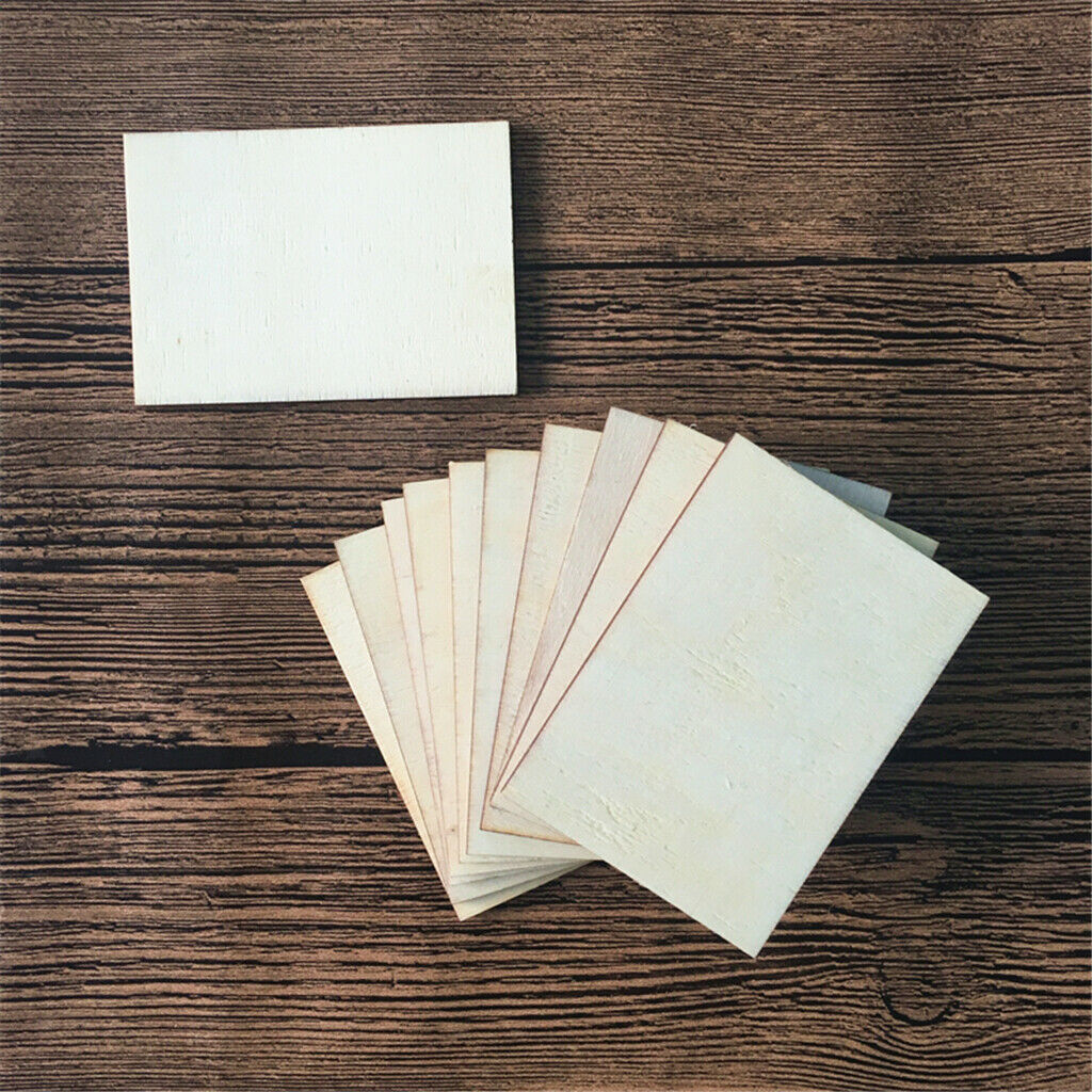 10pcs Blank Plywood Card Unfinished Wood Plaque Sign DIY Decorative Crafts