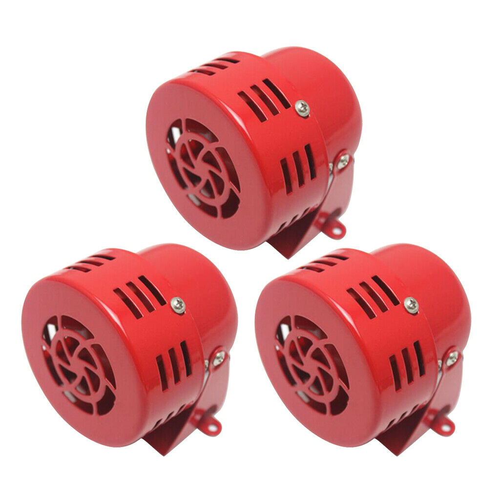 3x 3'' Metal Car RV 1950's Electric Motor Driven Air Raid Siren Horn Red