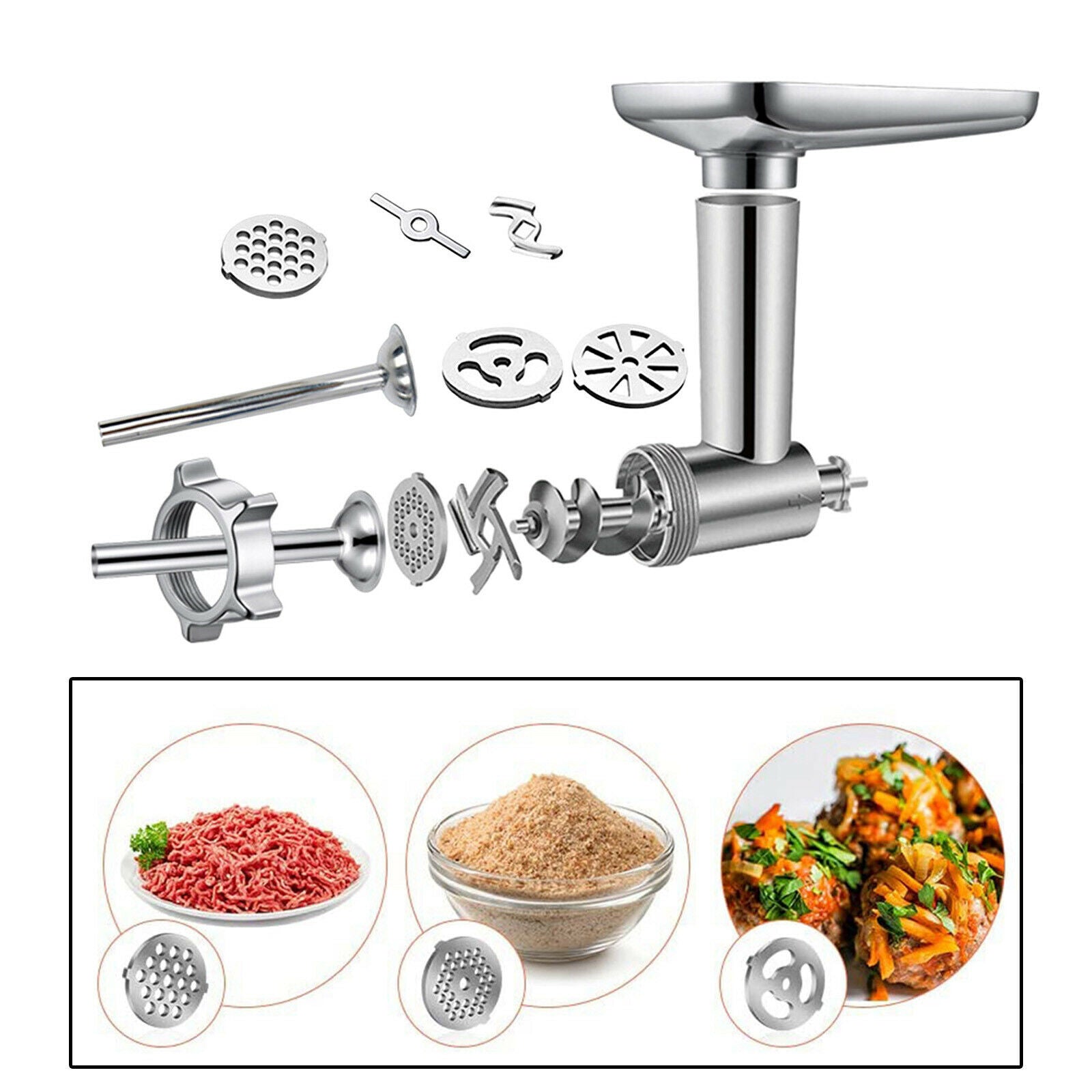 9 PCS Meat Grinder Plates Discs for Kenwood Meat Grinder Stand Mixers Parts