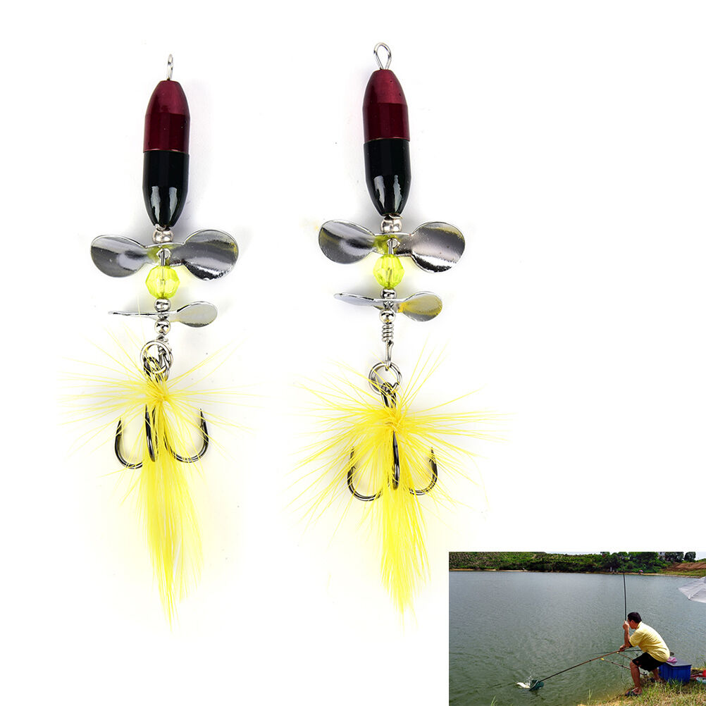 2PCS Long Casting Spinner Bait Metal Fishing Lure w/ Double Tail Propeller、NBDD