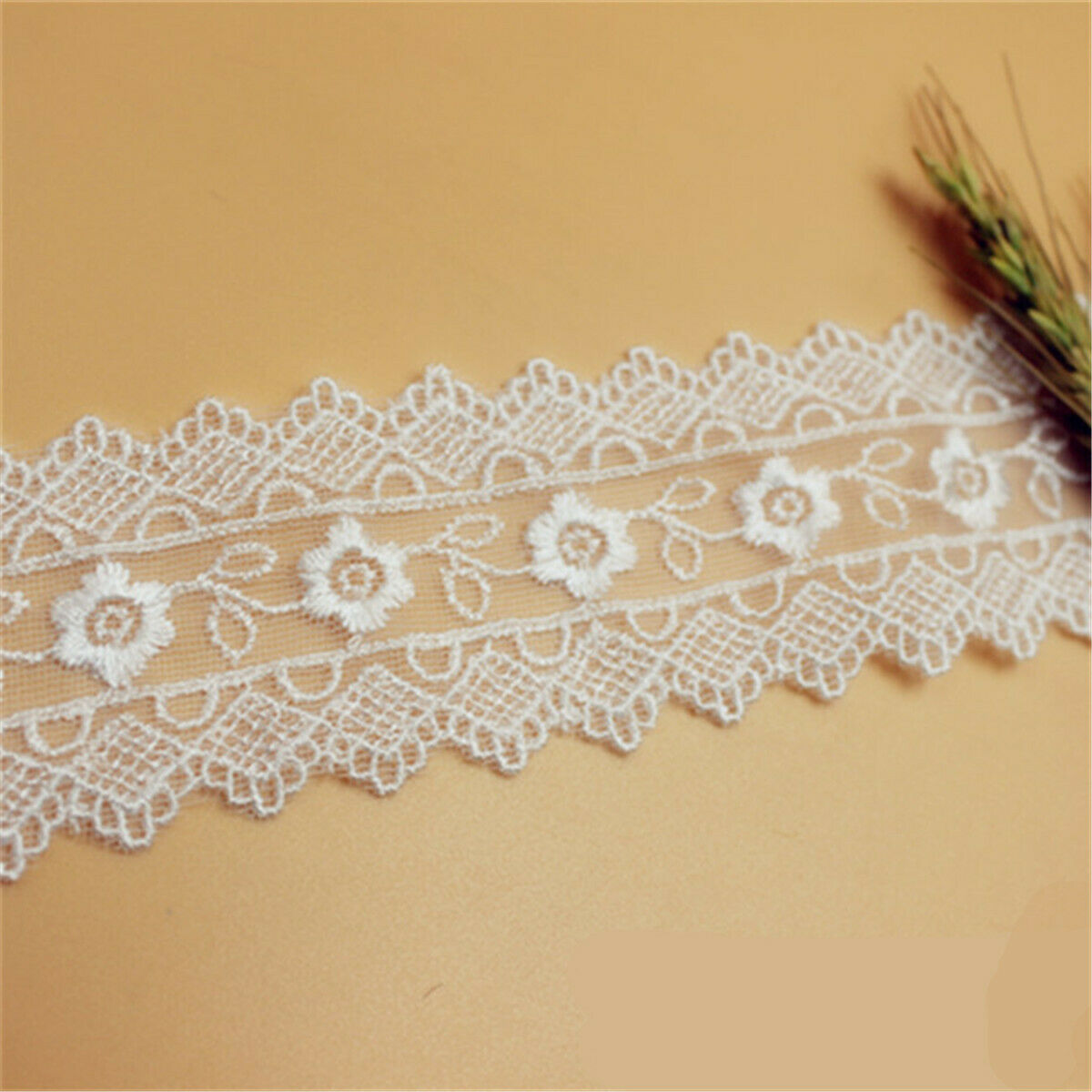 1 Yard White Embroidery Floral Cotton Trim Lace Edge Trims Craft Sewing Edging