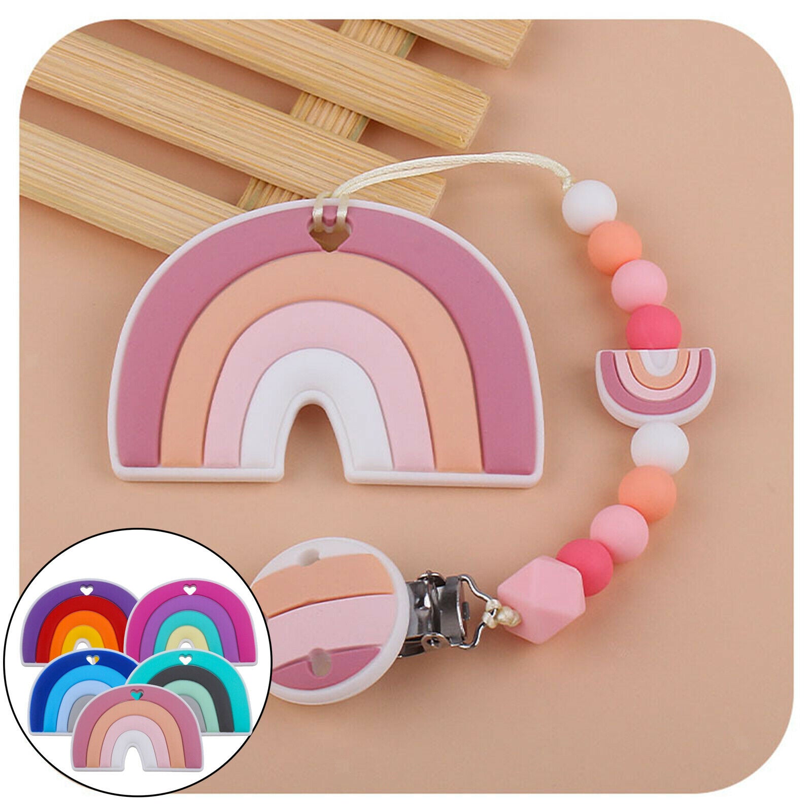 5Pack Softs Baby Toddler Teethers Toys Teethers Rainbow Molar Rod Nurse Gift