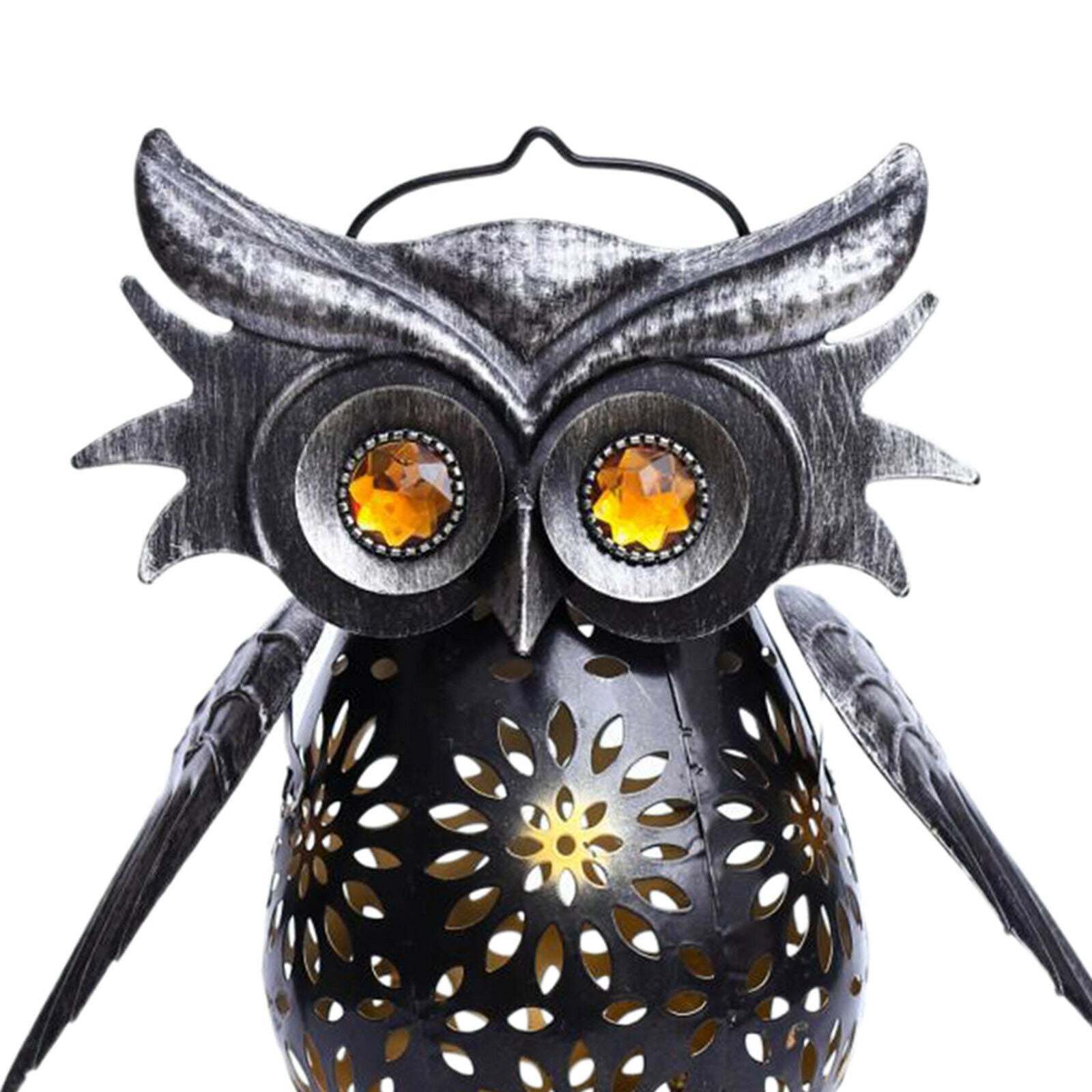 Solar Owl Lantern Light Decor Garden Walkway Yard Lawn Patio Warm White