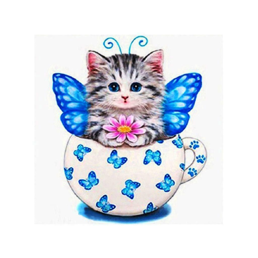 2 Set Cartoon Cat DIY 5D Diamond Embroidery Painting Cross Stitch Kit Decor