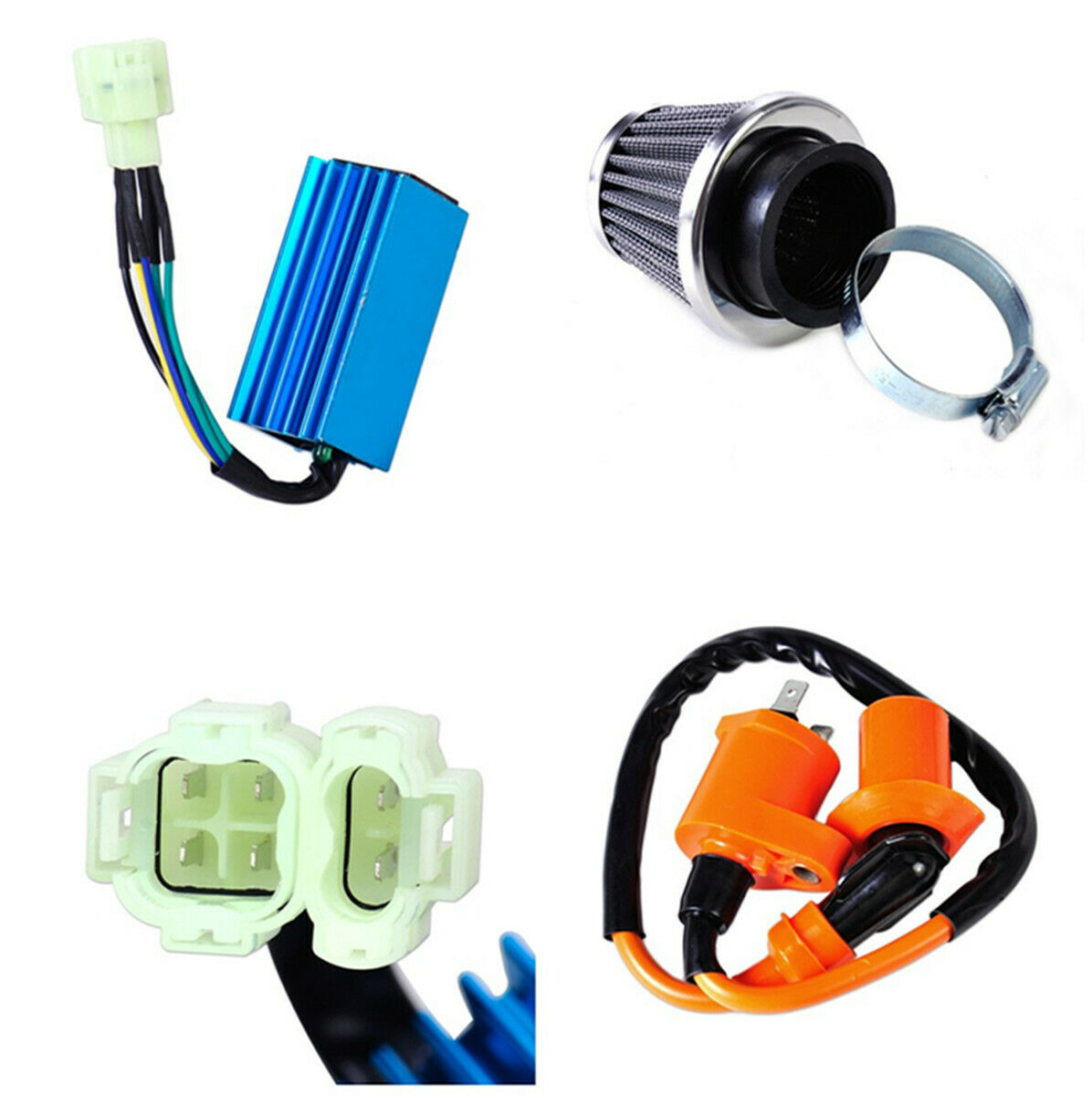 Ignition Coil+6 Pin CDI Box+ Air Filter for GY6 QMJ/QMI157 152 4-stroke Engines