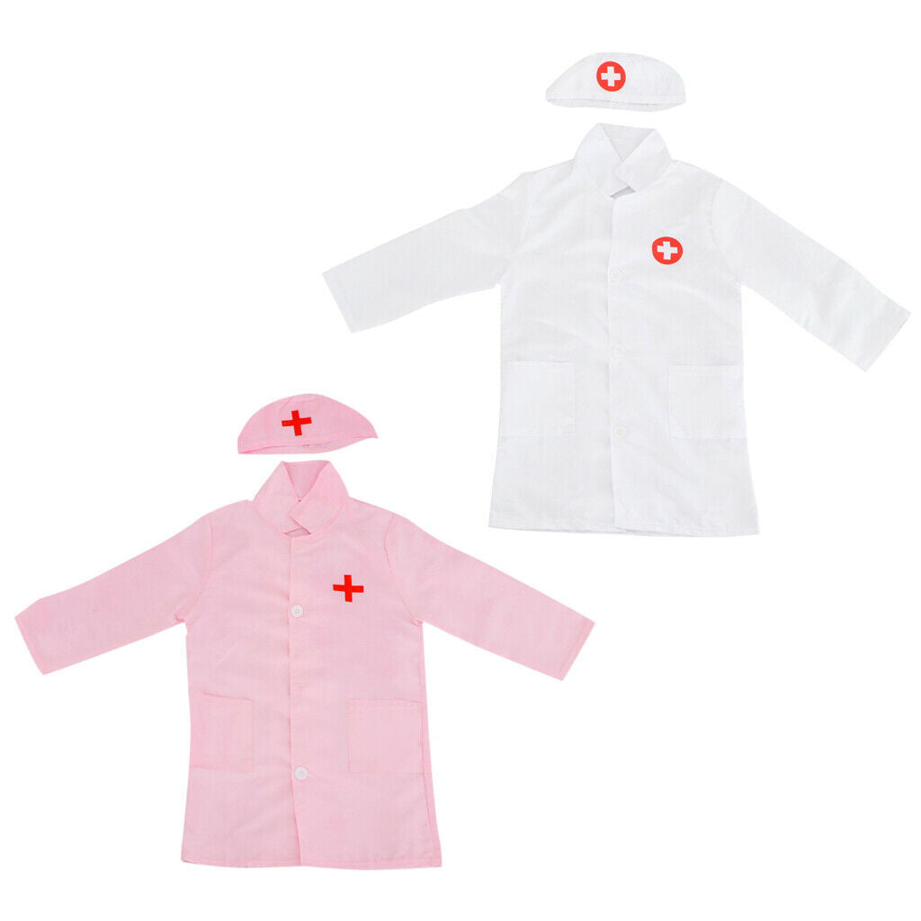 Children Pretend Playing Long Sleeve Doctor Nurse Costume Kit Accessory