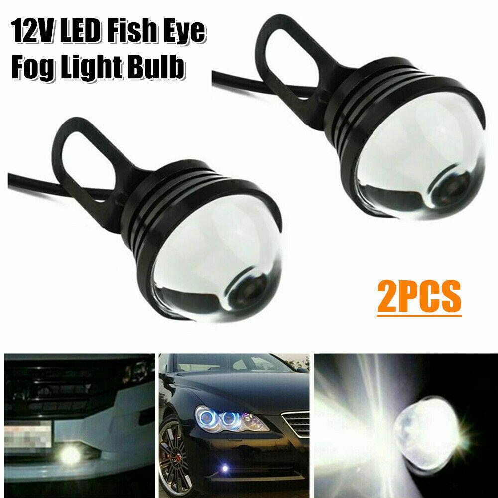 Pair 5W 12V Car SUV Fish Eye LED DRL Daytime Running Light Bulb Driving Fog Lamp