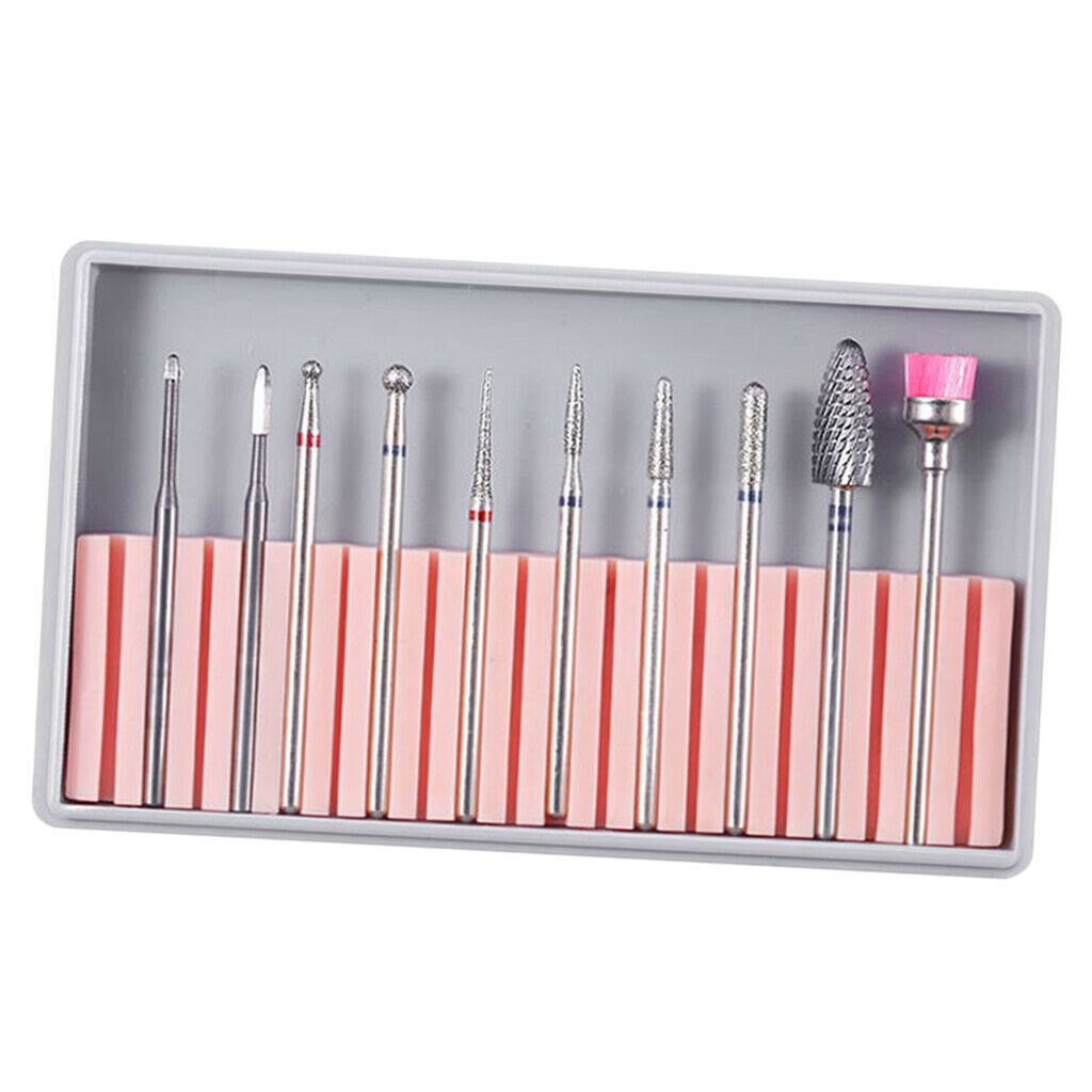 3 Set Ceramic Nail Drill Bits Grinding Polishing Head Cleaning Brush