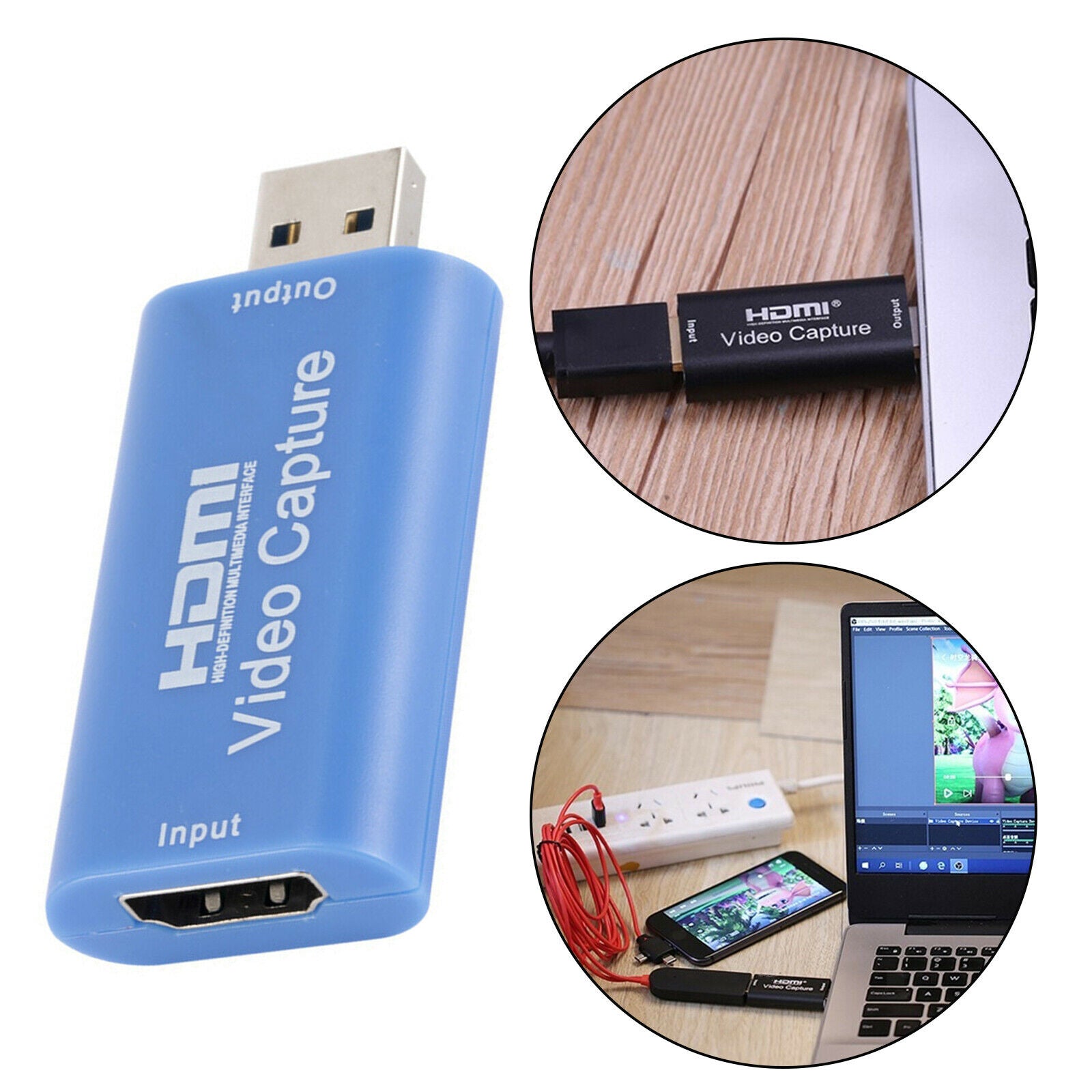 Audio Video Capture Card HDMI to USB 2.0 Record for Gaming Live Teaching