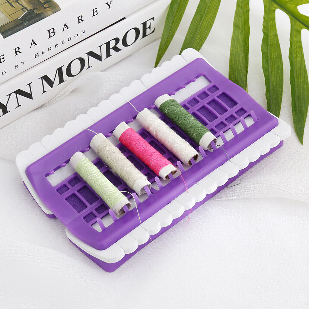 2 Pcs Yarn Floss Organizer Dedicated Tool PU Needle Pins Holder (Purple)