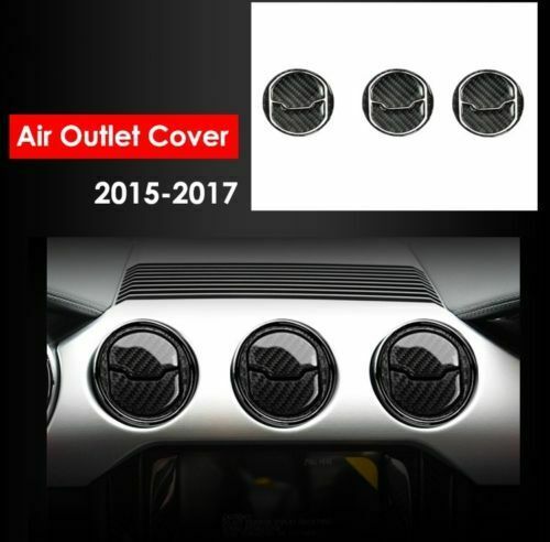 3 In 1 Carbon Fiber Air  Vent Outlet Trim Set For Ford Mustang 2015-17