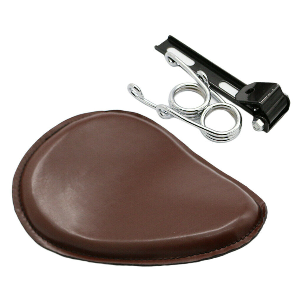 Motorcycle saddle solo seat kit made of PU leather, brown, 31 x 26 x 3 cm