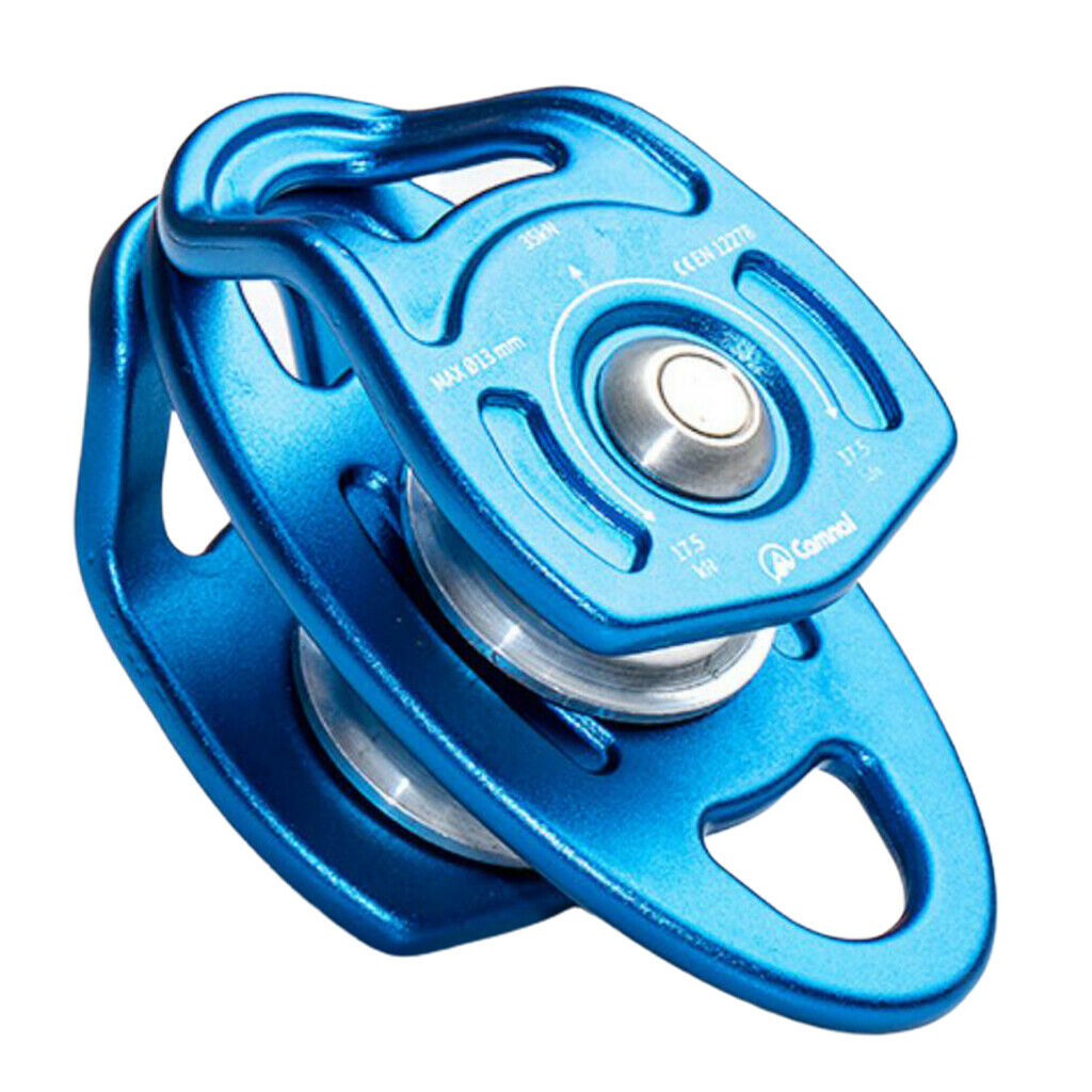 Double Sheaves Mobile Pulley 35KN for Rope   Tree Climbing Industrial