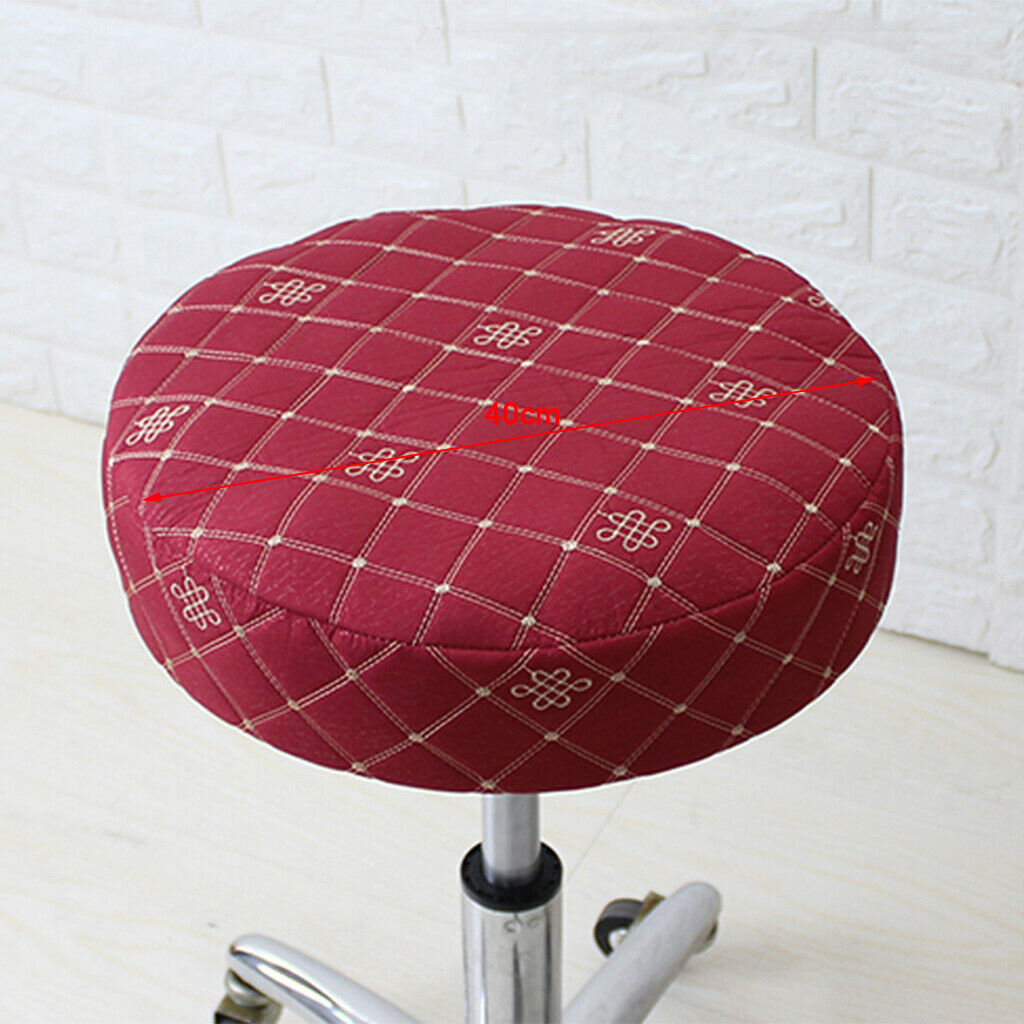 Elastic Bar Stool Covers Round Chair Seat Cover Protector Cushion Pad Red