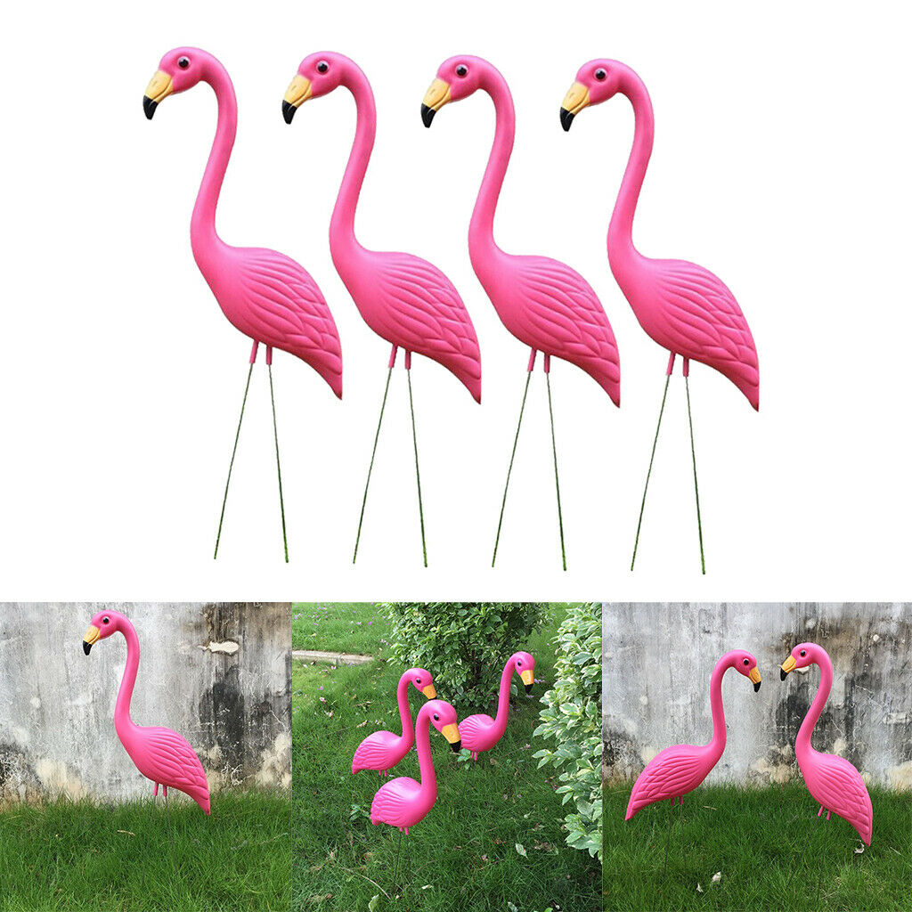 4x Lifelike Flamingo Statue Garden Sculpture Photo Props Yard Pool Ornaments