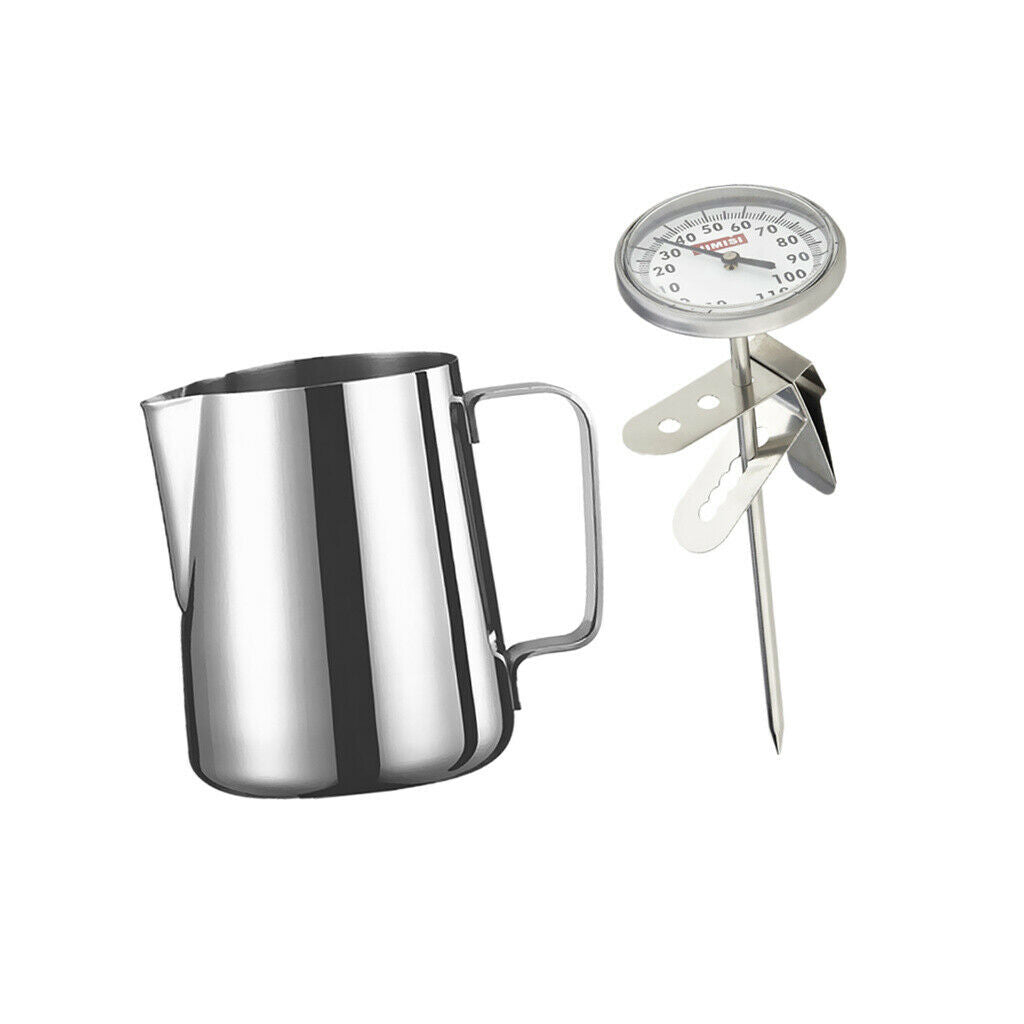 1 Set of Frothing Milk Jug Garland Cup Thermometer