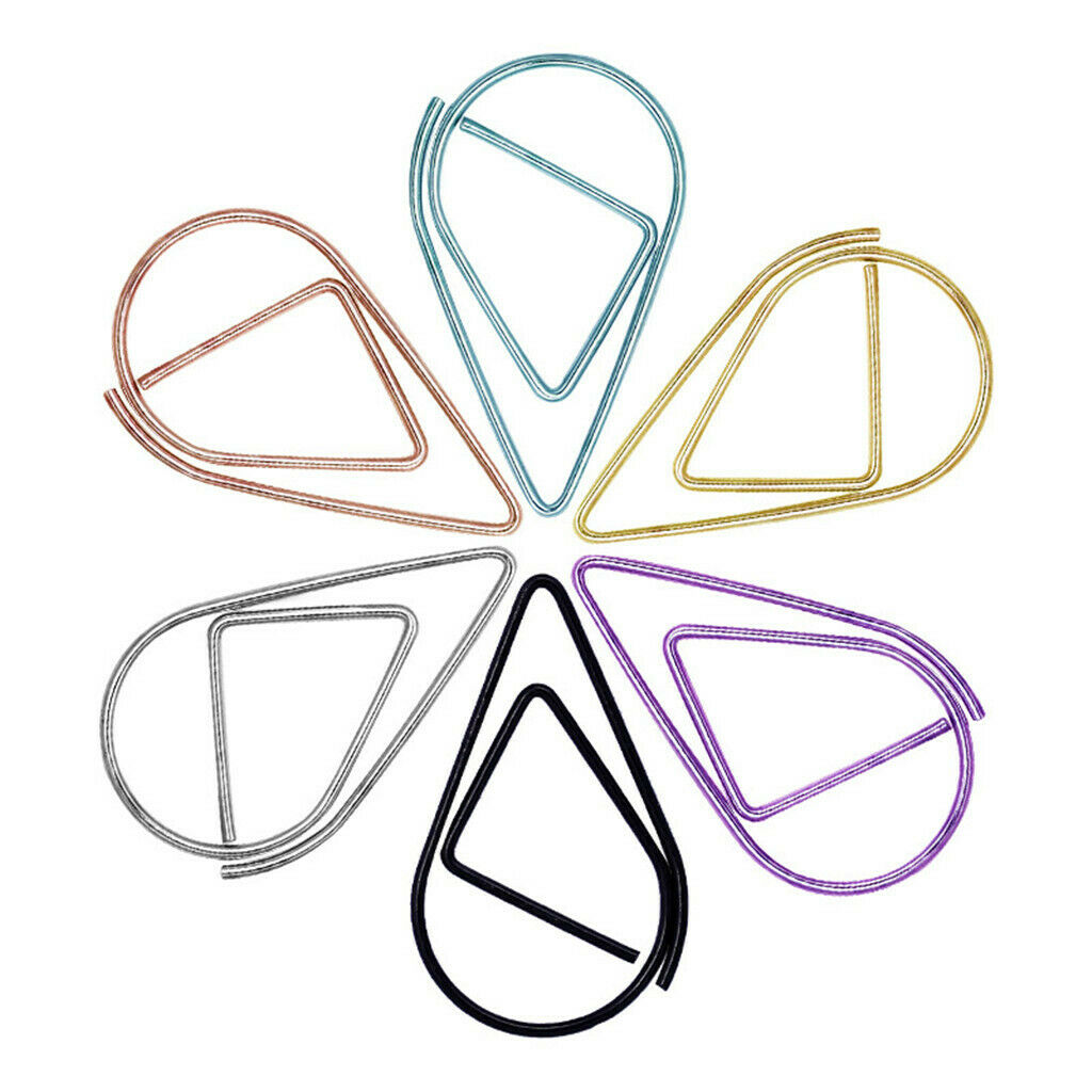 50x Paperclips Bookmark Water Drop Shape Birthday Gifts Child Stationery 34 X 20