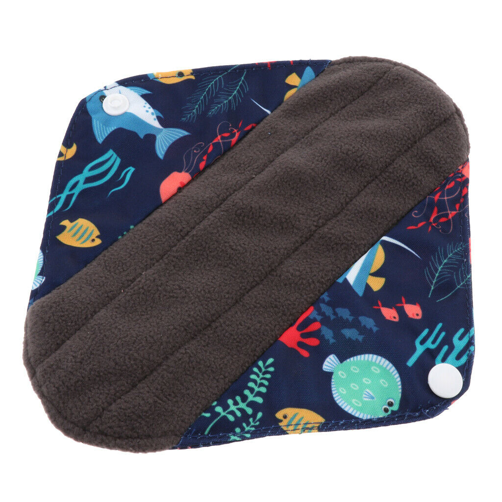 3 Pcs Set Charcoal Bamboo Mama Cloth/ Menstrual Pads/ Reusable Sanitary Pads for