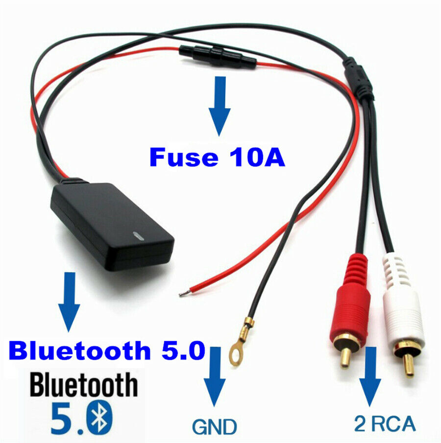 12 V RCA Cable Bluetooth Adapter AUX input Plug & Play For Most Car SUV Radio
