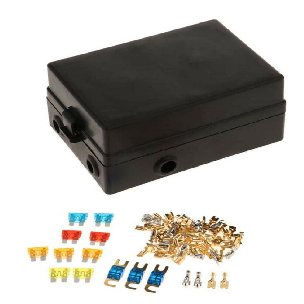 12-Way Blade Fuse Box w/ 9-Way Relay Box Assembly For Car Truck SUV Marine Boat