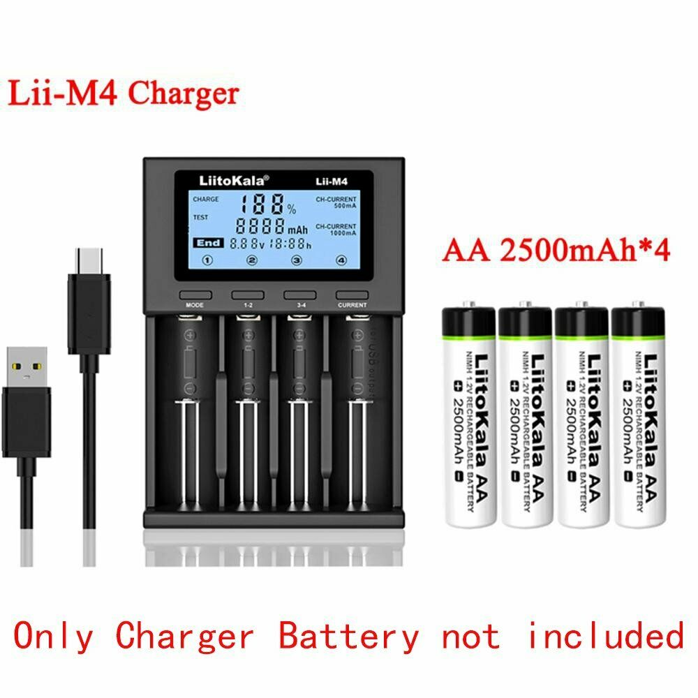 LiitoKala Lii-M4 LCD Display Smart Universal Battery Charger for 18650 AA AAA