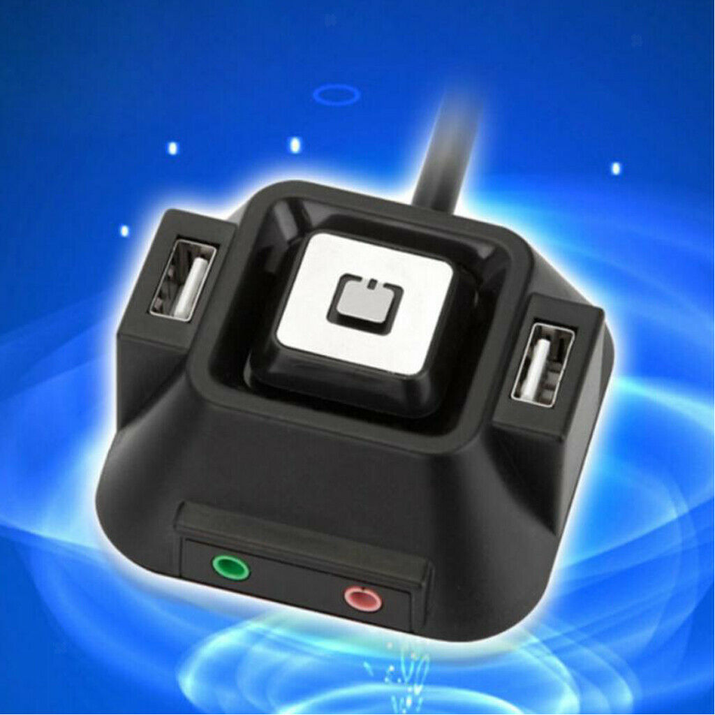 Desktop Case Switch Dual USB Ports Power Reset Button LED Lights Audio Port