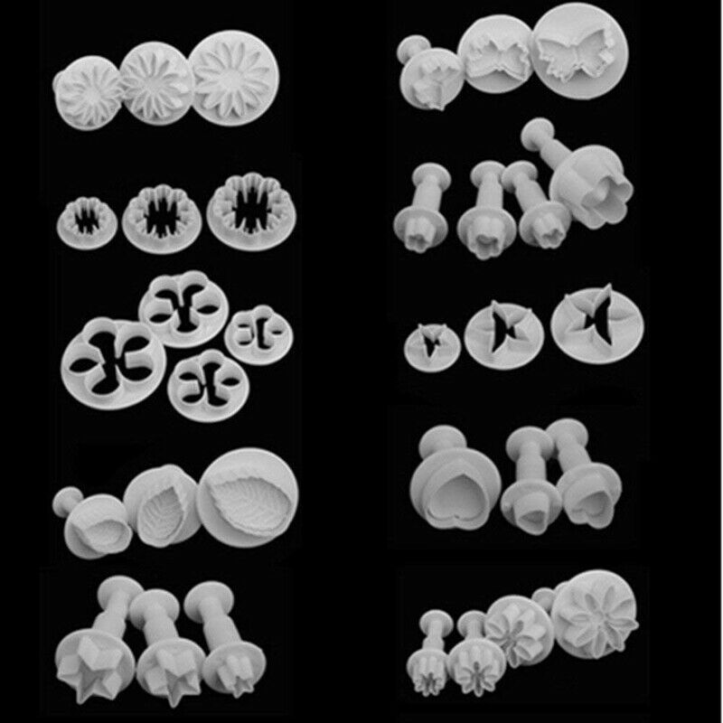 33 Piece Fondant Cake Cookie Plunger Cutter Sugar Craft Flower Leaf ButterflV7Z8