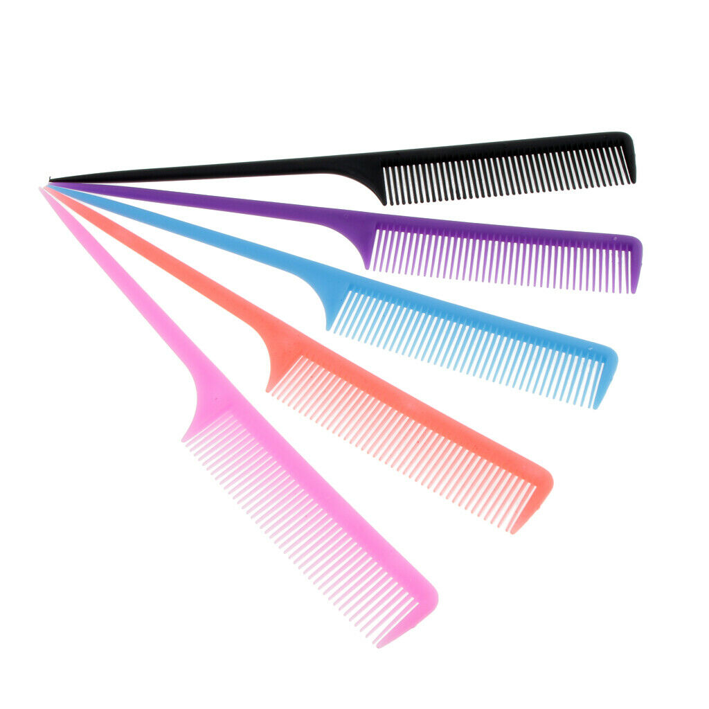5 Pieces Plastic Salon Styling Hairdressing Pin Tail Fine Tooth Combs Set