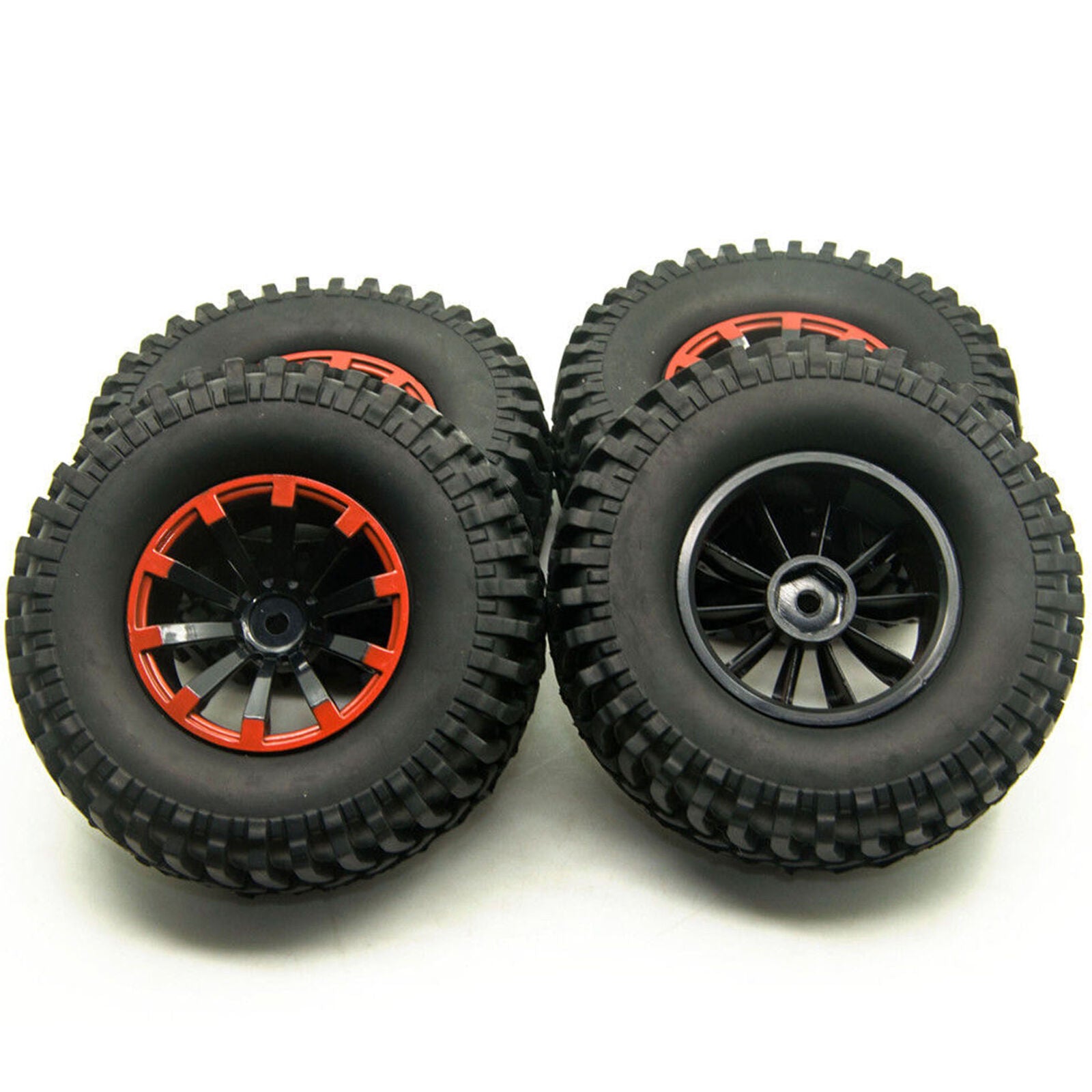 4Pcs 1:10 Short Course Truck Rubber Tire + Wheel Rim 100mm For Rock Crawler Car