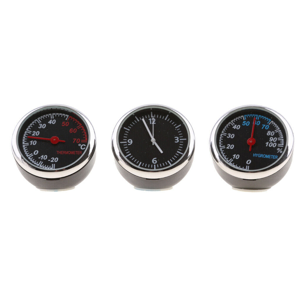 3pcs Mini Electronics Thermometer Hygrometer Clock Car Portable Diagnostic and