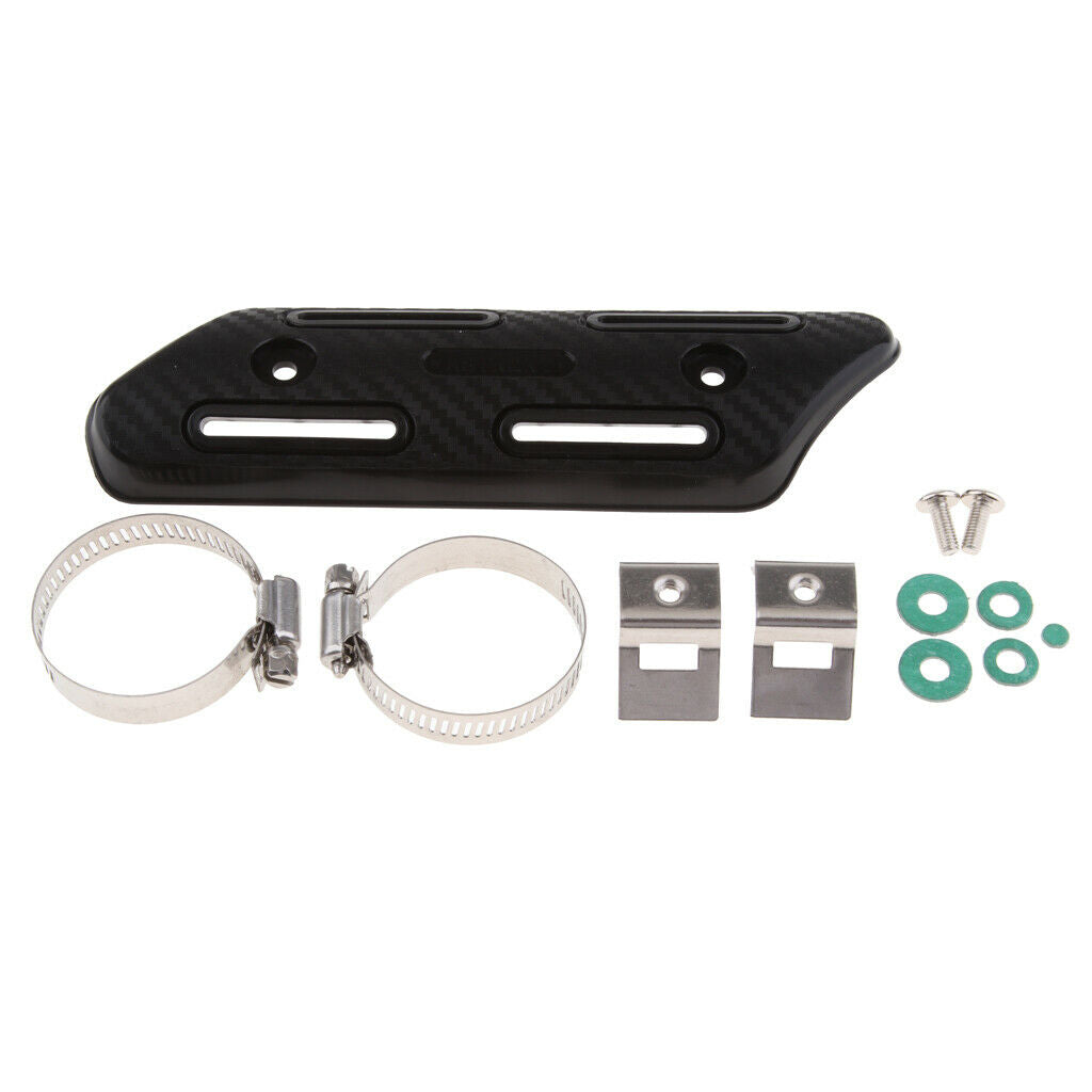 Universal Motorcycle Exhaust Heat Shield Pipe Protector Cover Pad Black
