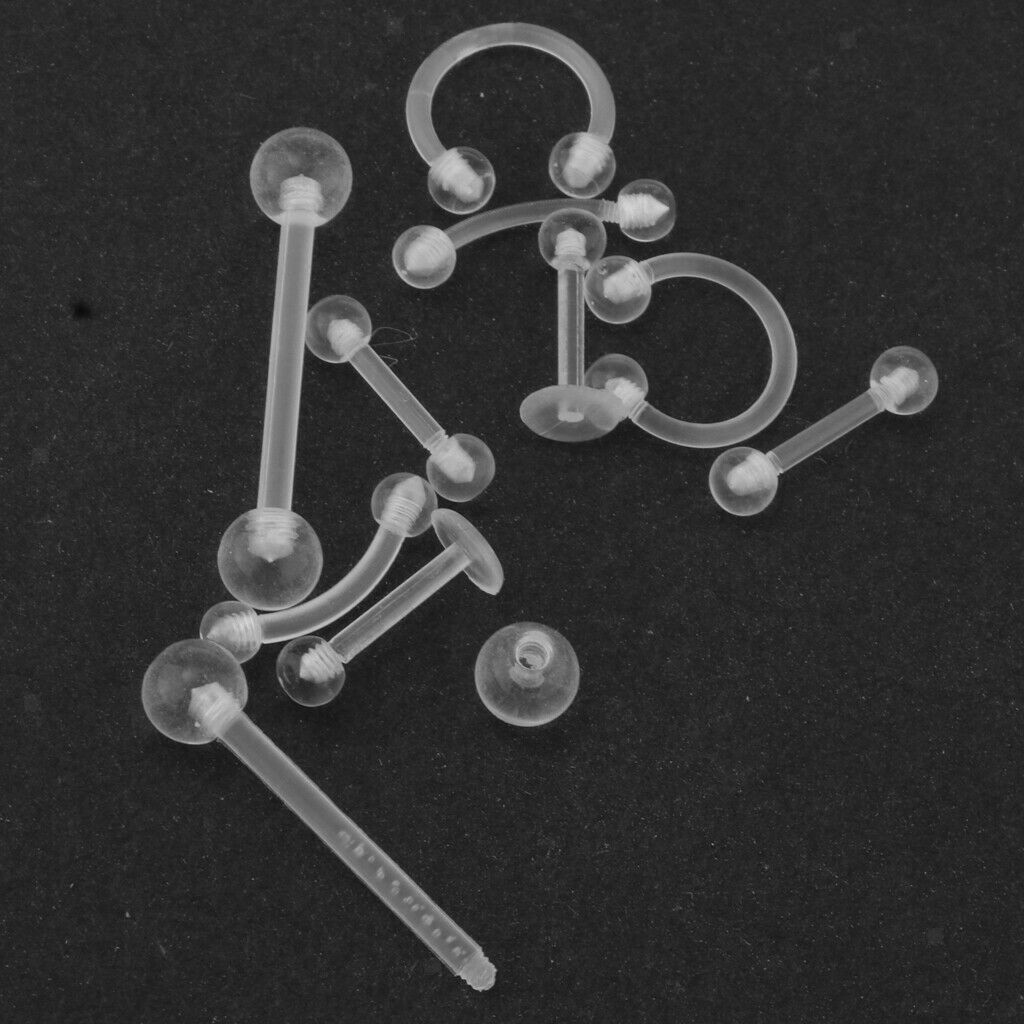 10Pcs Acrylic Body Jewelry Piercing Clear Retainer Nose  Lip Tongue