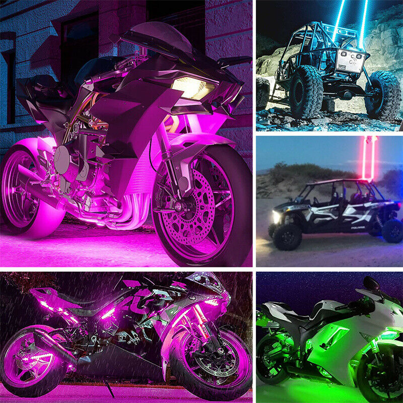 RGB Motorcycle Chassis LED Chip Light Glow Neon Strip Kit APP Bluetooth control