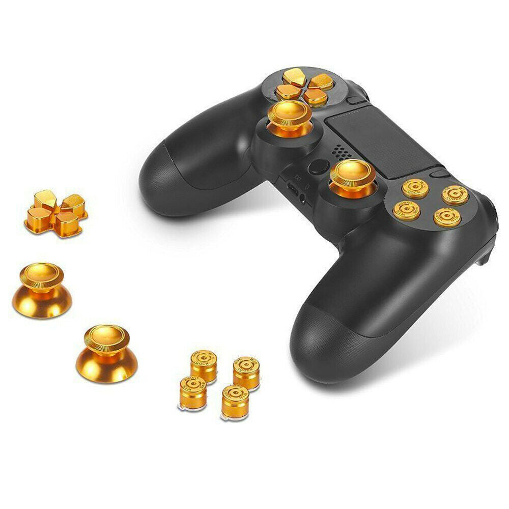 Metal Bullet Buttons Thumbsticks Thumb Grip and Chrome D-pad ABXY Buttons
