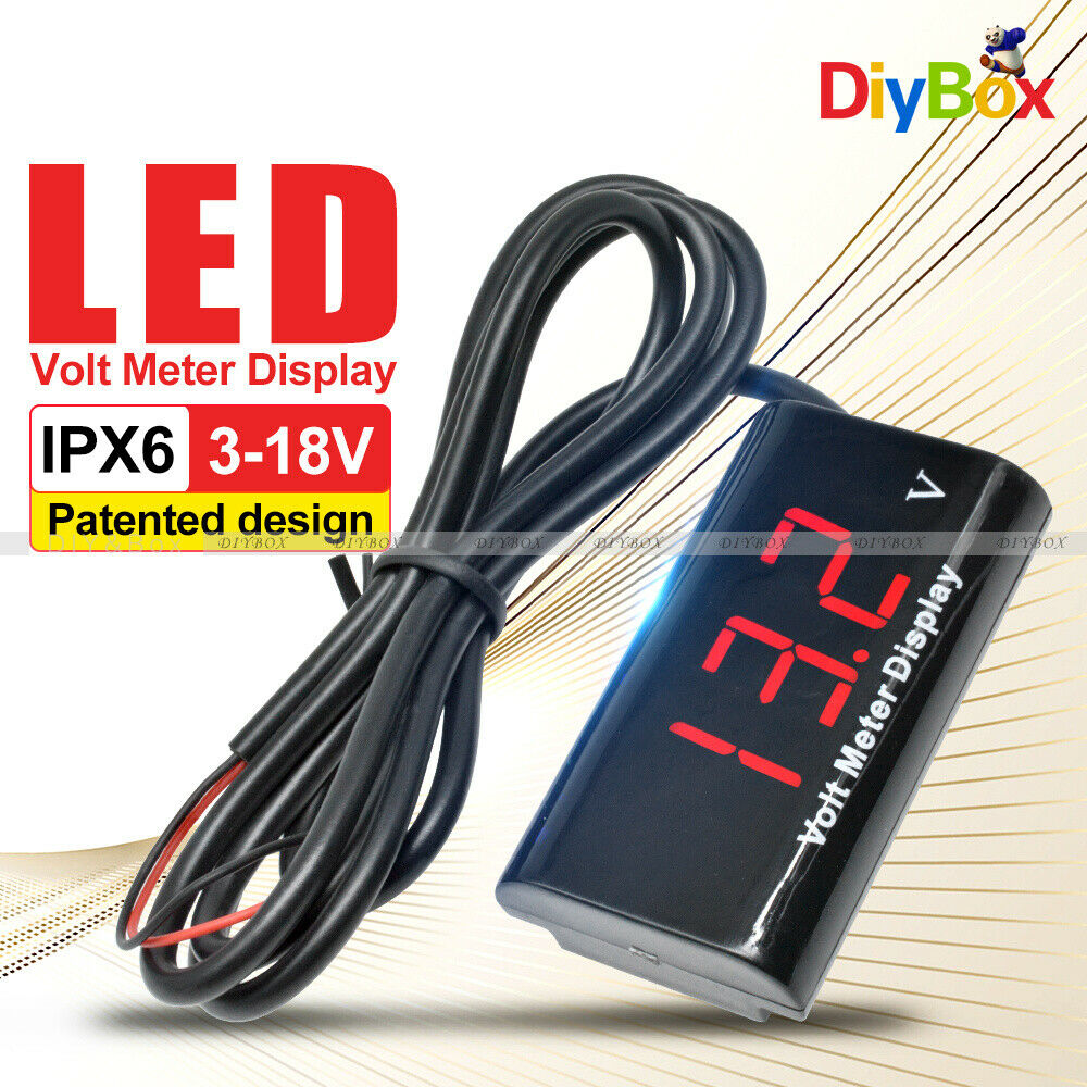 Digital 0.56" Red LED Panel Voltmeter DC 12V IPX6 Waterproof Volt Meter For Car