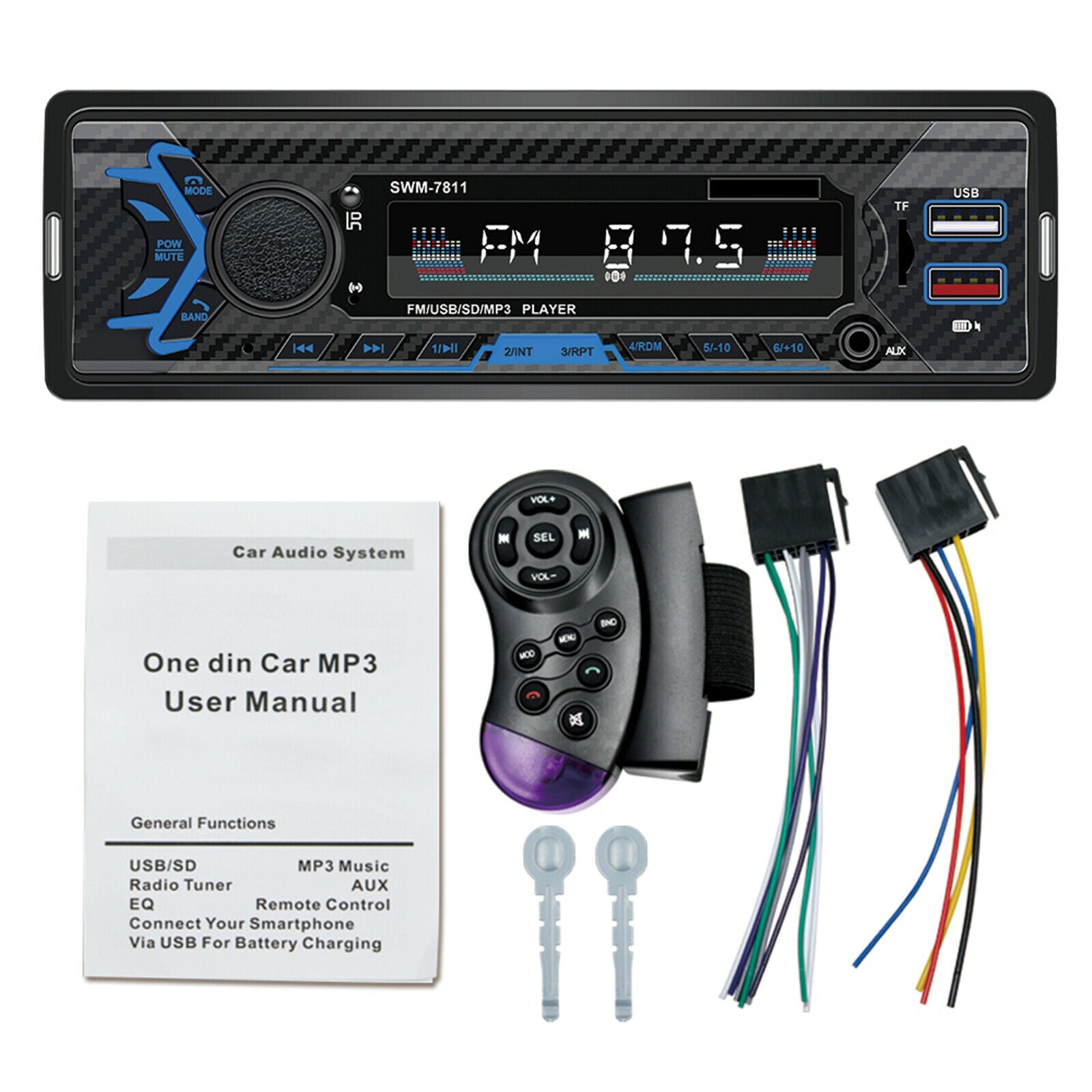 Car 12V Bluetooth USB MP3 Player Receiver Multimedia with Remote Control