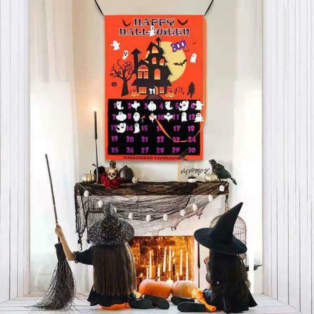 Halloween Advent Calendar Countdown Wall Calendar with Lanyard Party Decor