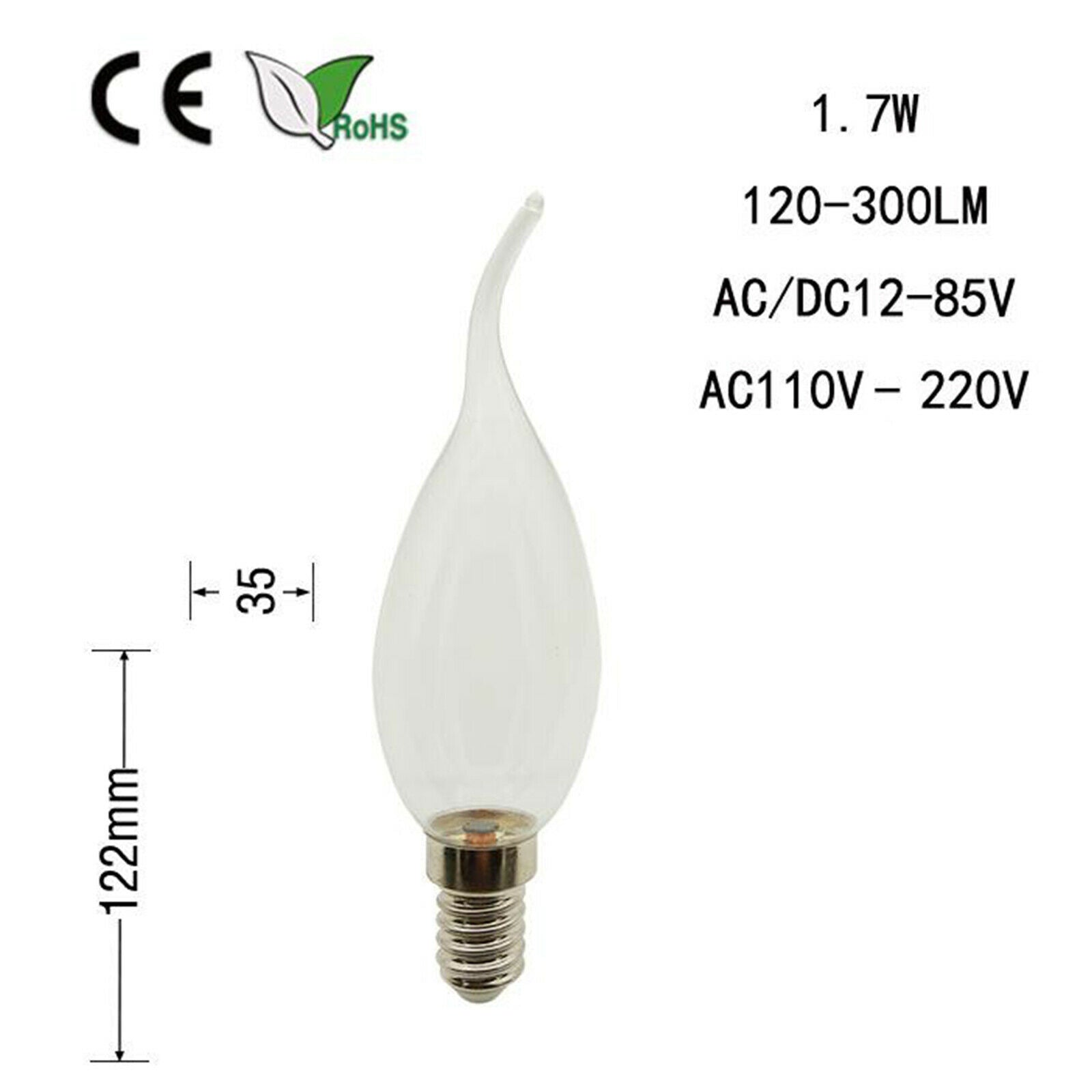 E14 Base Candle Light Bulb 220V Light Bulbs for Living Room 6500K Cool White