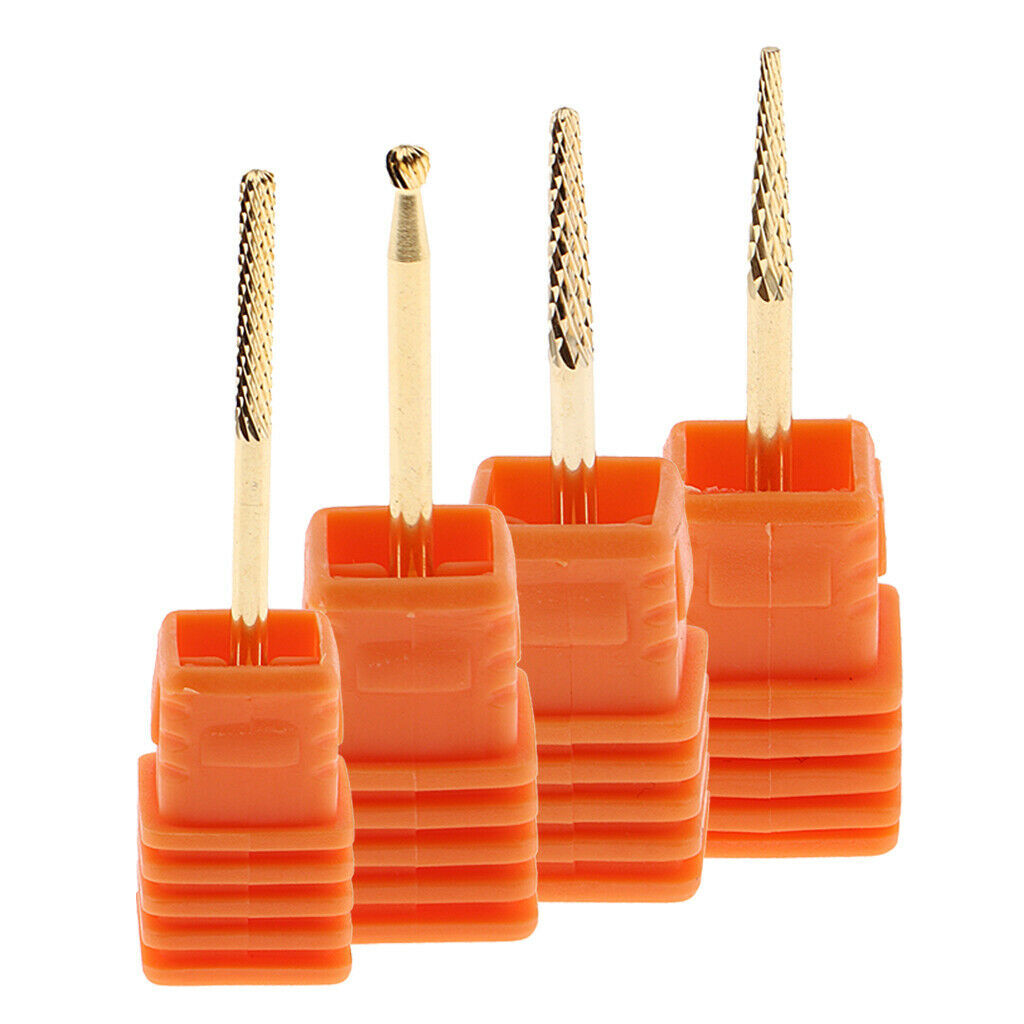 4Pcs 4 Styles Carbide Nail Drill Bits 10 Grit Sizes Grinding Heads for Nail UV