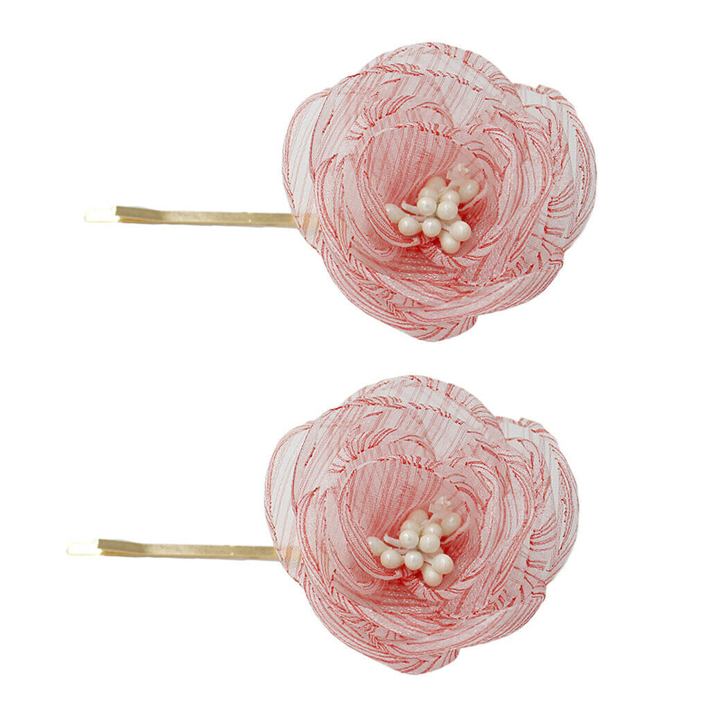 2 Pieces Stripe  Flower Bridal Hair Clip Wedding