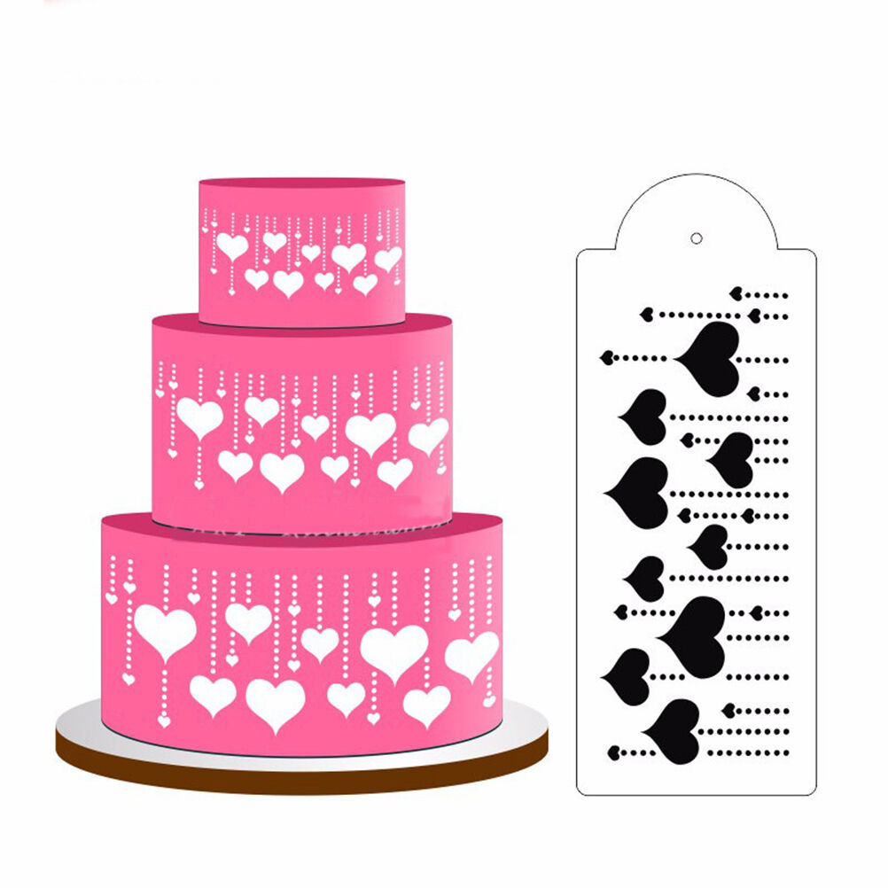 Hanging Heart Cake Stencil Fondant Designer Decorate Craft Cookie Baking .l8