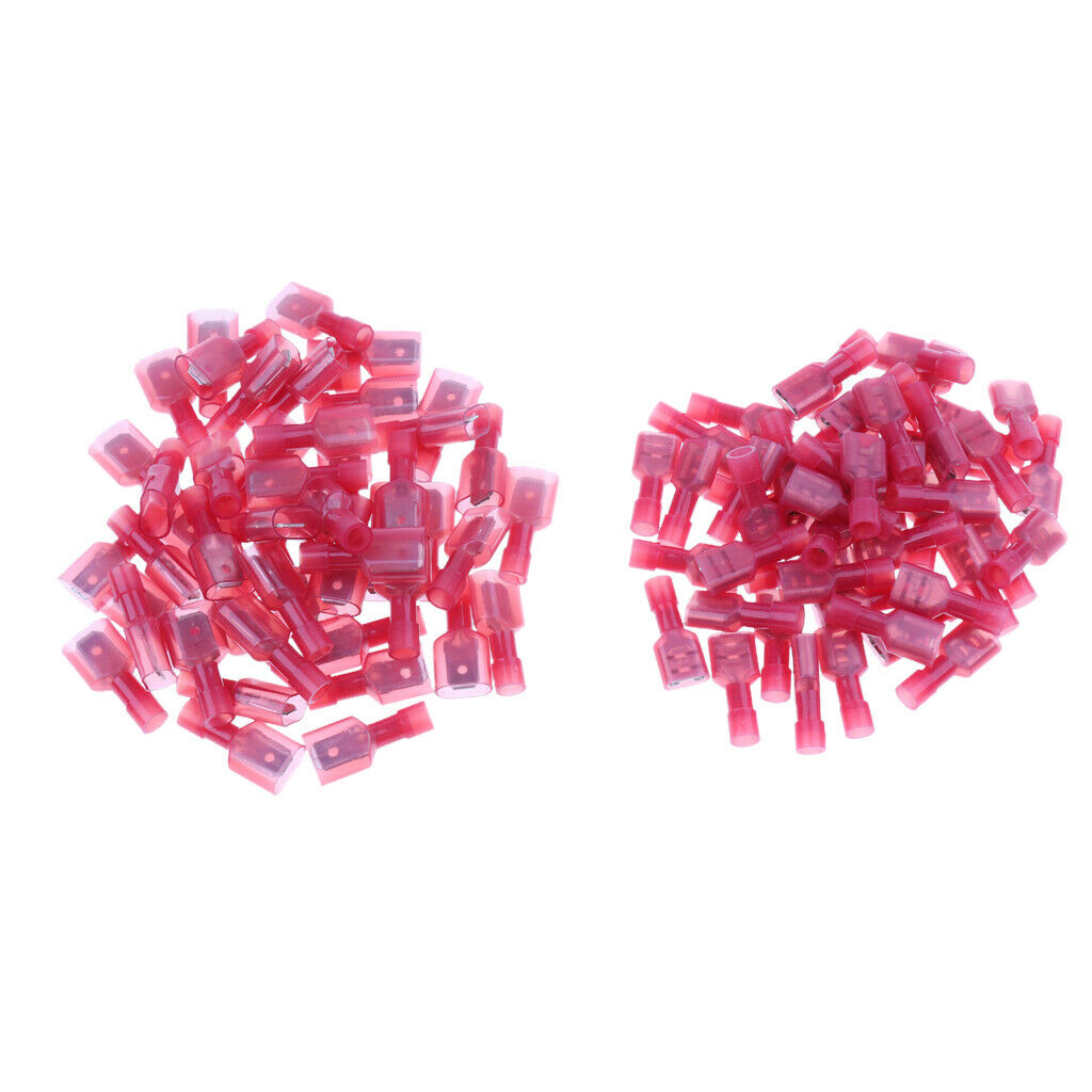 100 Pieces 22-16 Gauge Nylon Fully Insulated Male Female Spade Terminals Kit