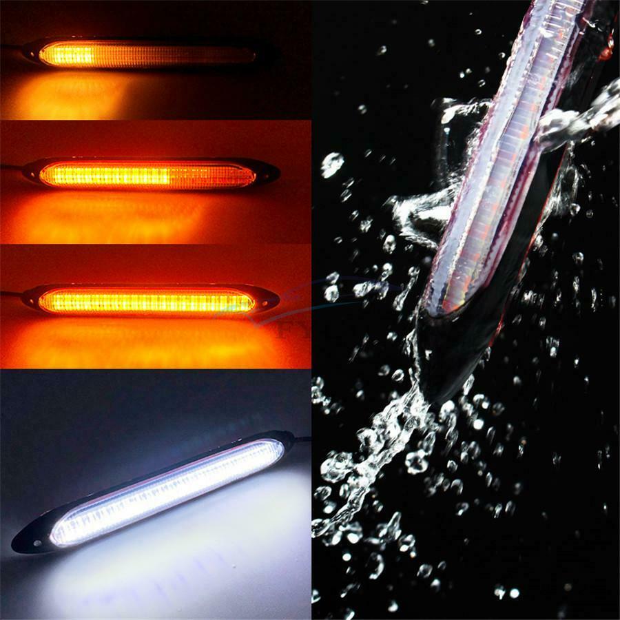 15.5cm Car DRL LED Angel Eye Sequence Flow Turn Signal Bar White/Amber DC 12V