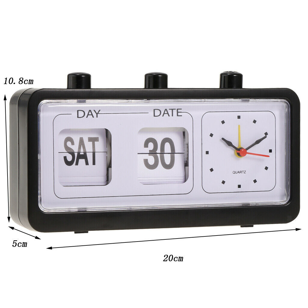 2pcs New Retro Clock Flip Display With Date & Time for Desktop Living Room