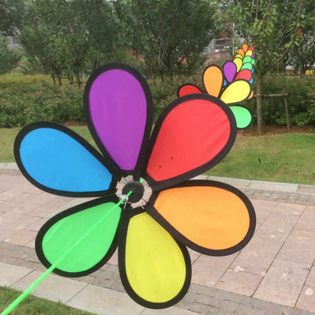10m Fordable Rainbow Flower Windmill String Whirligig Wheels Garden Camping