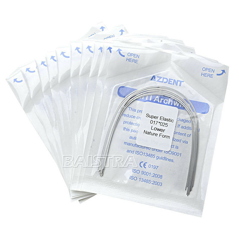 30 x Dental Ortho Arch Wires Niti Super Elastic Natural Form 17X25 Lower AZDENT