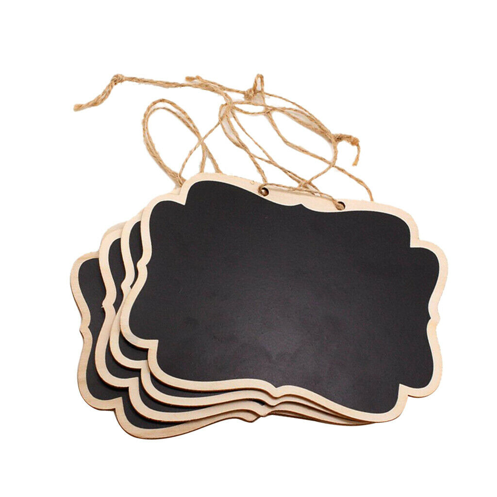 4 Pieces Wooden Mini Hanging Blackboard Wedding Party Message Memo 16x12cm