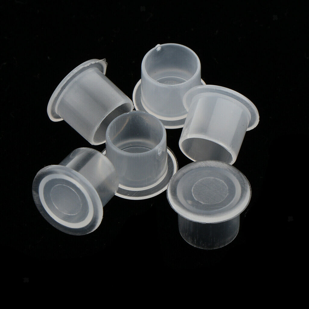 Pack of 1500, Mixed Sizes Clear Tattoo Ink Cups with Base (Small Medium Large #8
