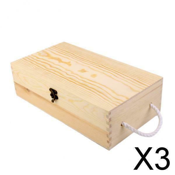 3X 35*19*10cm Dual Bottle Wood Wine Box Carrier Crate Case Best Gift Decoration