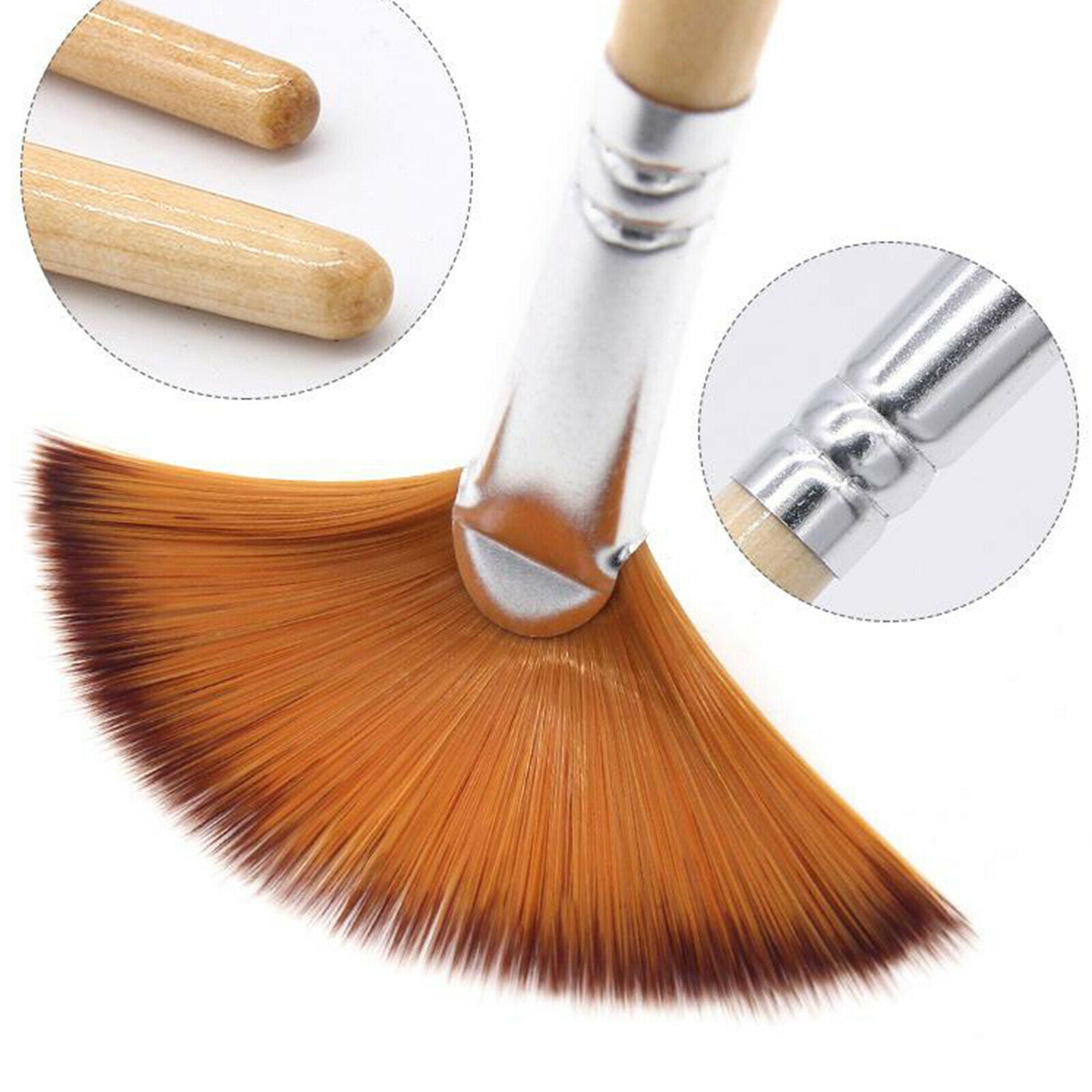 5 Pcs Artist Fan Shape Painting Brush Set for Canvas Wood Nylon Hair Painting